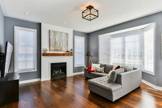 Living room fireplace with a tiled surround